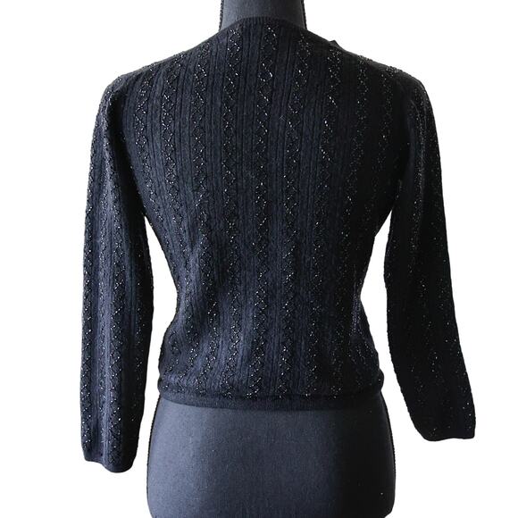 Brooks Brothers Black Italian Merino Wool Sweater with sequins size XS - Picture 2 of 4